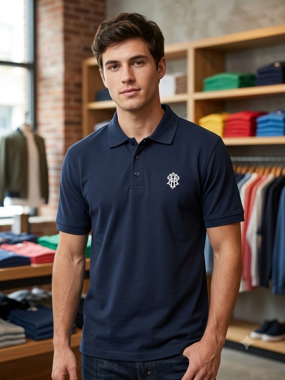 Vintage Southpole Mens L Navy Blue Polo Shirt Y2K Streetwear Embroidered Crest